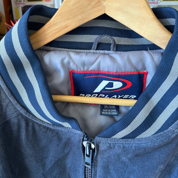 Vintage Pro Player Dallas Cowboys Blue Gray Leather Jacket Men’s 2XL NFL - Picture 3 of 10